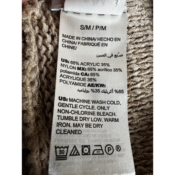 Chico’s Open Knit Poncho Asymmetric Open Side S/M Oatmeal Beige Boho Chic Beachy - Picture 5 of 8